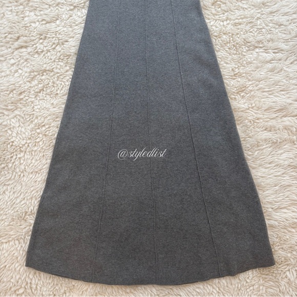Massimo Dutti Flared Midi Dress With Topstitching Detail Gray Marl S NWT - Picture 7 of 7